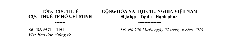 Công văn 4099/CT-TTHT quy định về việc hóa đơn chứng từ - ảnh 1