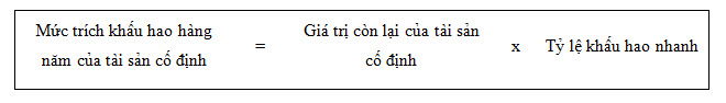 Cách trích khấu hao theo phương pháp số dư giảm dần có điều chỉnh - cong thuc khau hao nam