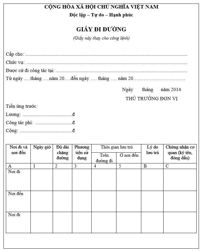 Mẫu giấy đi đường - ảnh 1