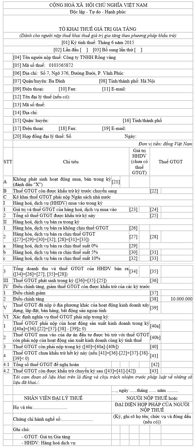 Kê khai thuế đối với trường hợp lập hóa đơn chiết khấu thương mại khi kết thúc chương trình khuyến mại - to khai thue GTGT