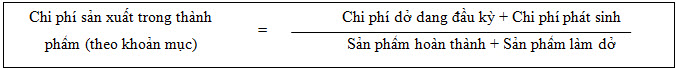 Phương pháp tính giá thành phân bước không tính giá thành nửa thành phẩm - công thức