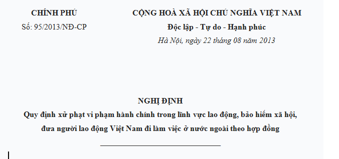 Nghị định 95/2013/NĐ-CP