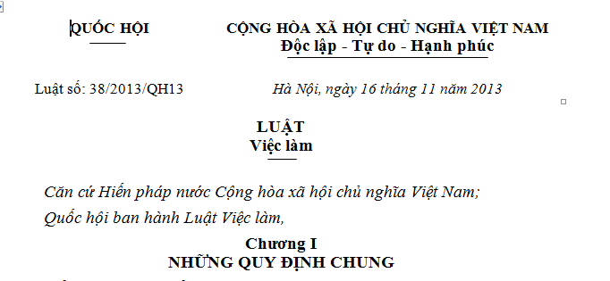 Luật việc làm số 38/2013/QH13