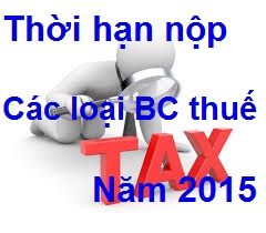 Thời hạn nộp các loại báo cáo thuế năm 2015 mới nhất