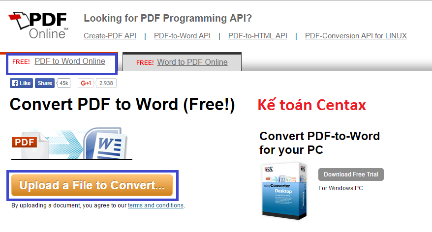 Cách chuyển file PDF sang Word Excel online