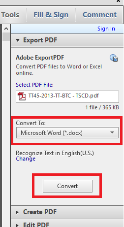Cách chuyển file PDF sang Word Excel bằng Adobe