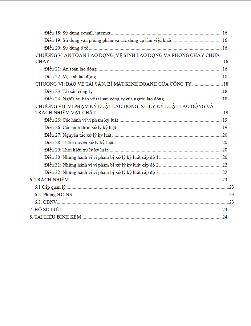 Mẫu nội quy lao động mới nhất