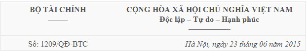 Quyết định 1209/2015/QĐ-BTC - ảnh 1