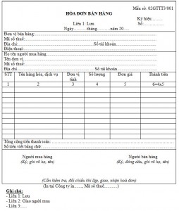 File excel để viết hoá đơn