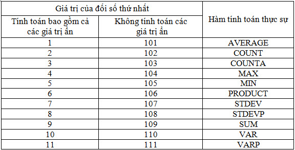 Cách sử dụng hàm SUBTOTAL trong kế toán Excel1