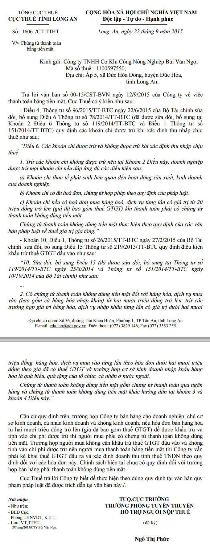 Công văn 1606/CT-TTHT