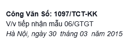 Công văn số 1097/TCT-KK về việc tiếp nhận mẫu 06/GTGT - ảnh 2