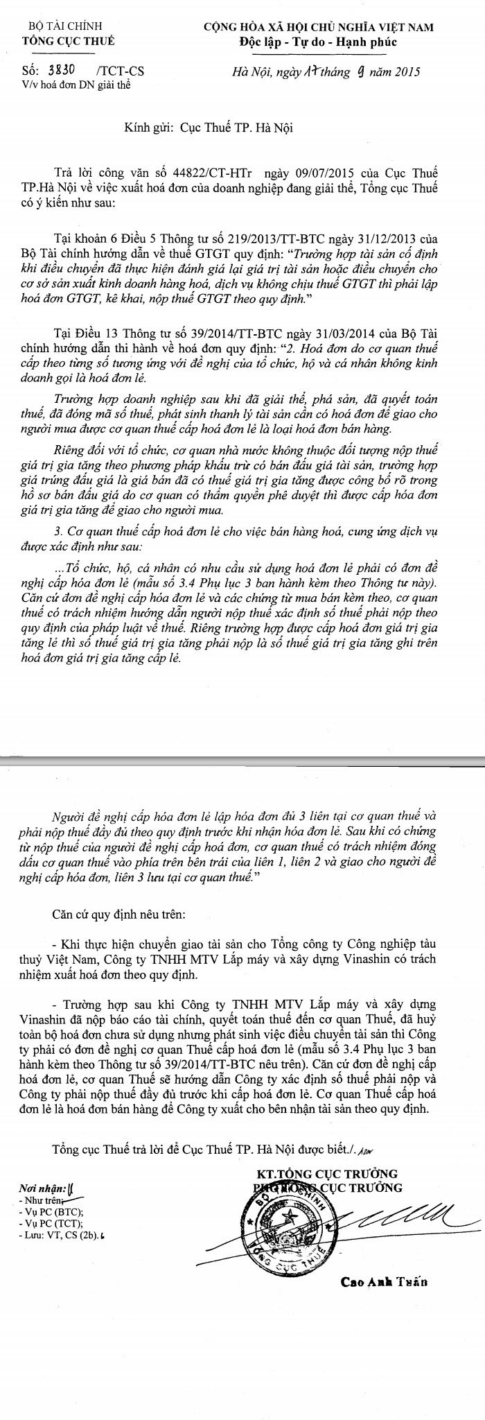 Xử lý hóa đơn với đơn vị đã giải thể - ảnh 1