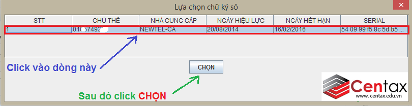 Hướng dẫn lấy lại mật khẩu kê khai thuế qua mạng bằng chữ ký số - chọn chữ ký số