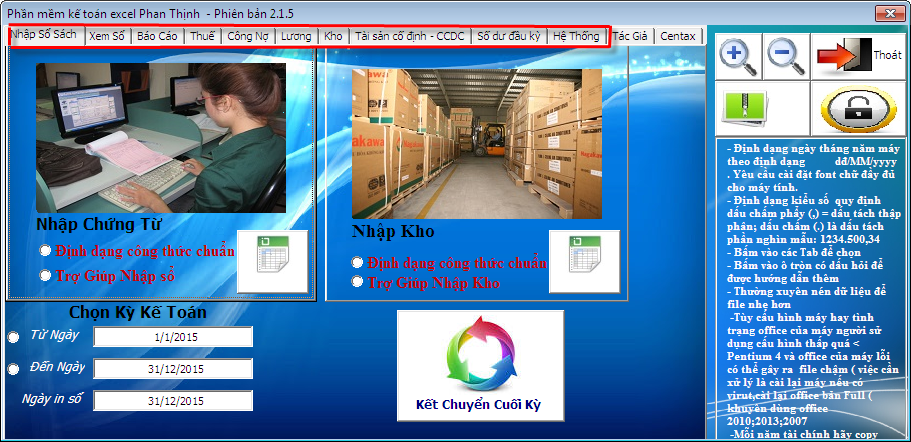 Huong dan su dung phan mem Ke toan Excel phien ban 2.1.5 (Phan 1) - anh 1
