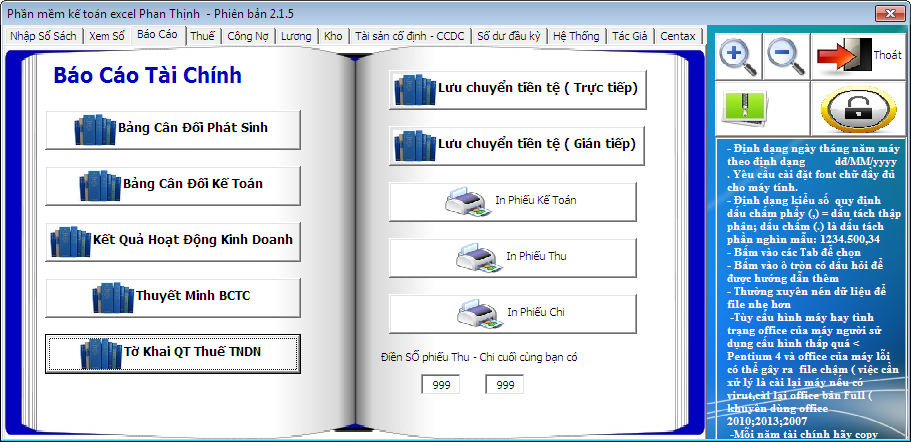 Huong dan su dung phan mem Ke toan Excel phien ban 2.1.5 (Phan 1) - anh 5
