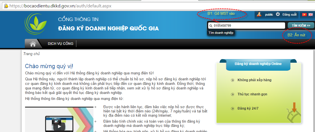 Hướng dẫn tra cứu thông tin doanh nghiệp