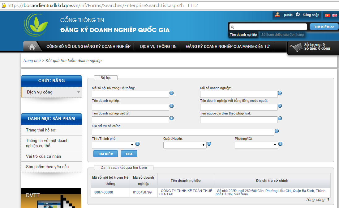 Hướng dẫn tra cứu thông tin doanh nghiệp