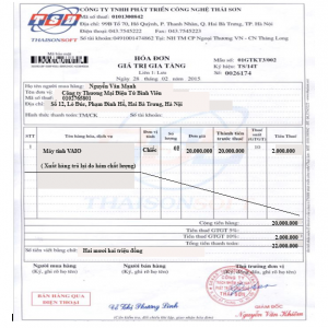 Hóa đơn hàng bán trả lại