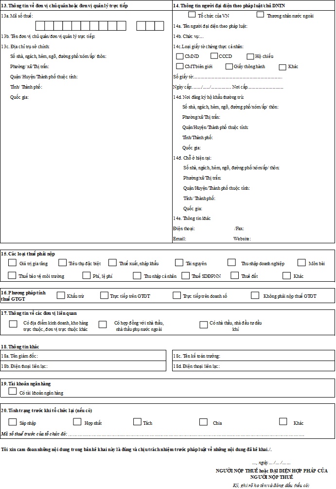 Mẫu số 02-ĐK-TCT (kèm theo Thông tư 95/2016/TT-BTC)