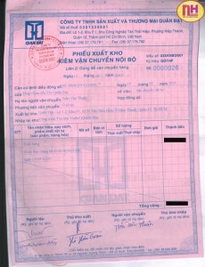 Phiếu xuất kho kiêm vận chuyển nội bộ