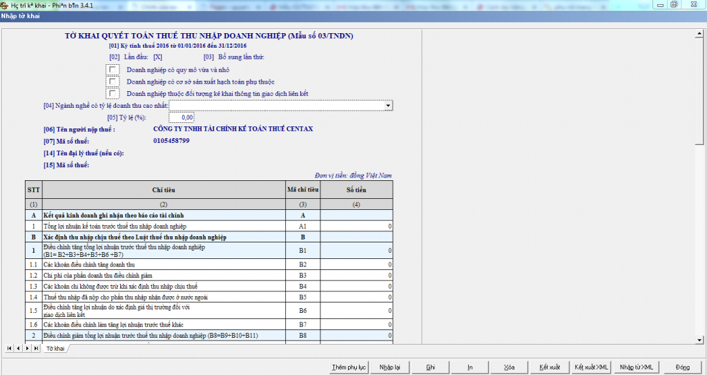 To khai quyet toán thue tndn