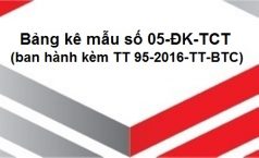 HƯỚNG DẪN KÊ KHAI MẪU SỐ 05-ĐK-TCT (kèm TT 95/2016/TT-BTC)