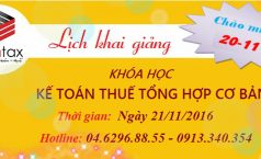 Khai giảng khóa kế toán thuế tổng hợp cơ bản tháng 11.